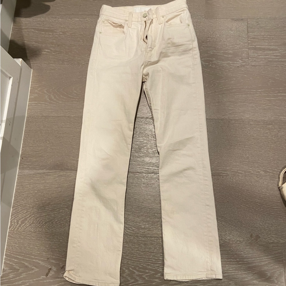 Mother brand off white high waisted cropped jeans
